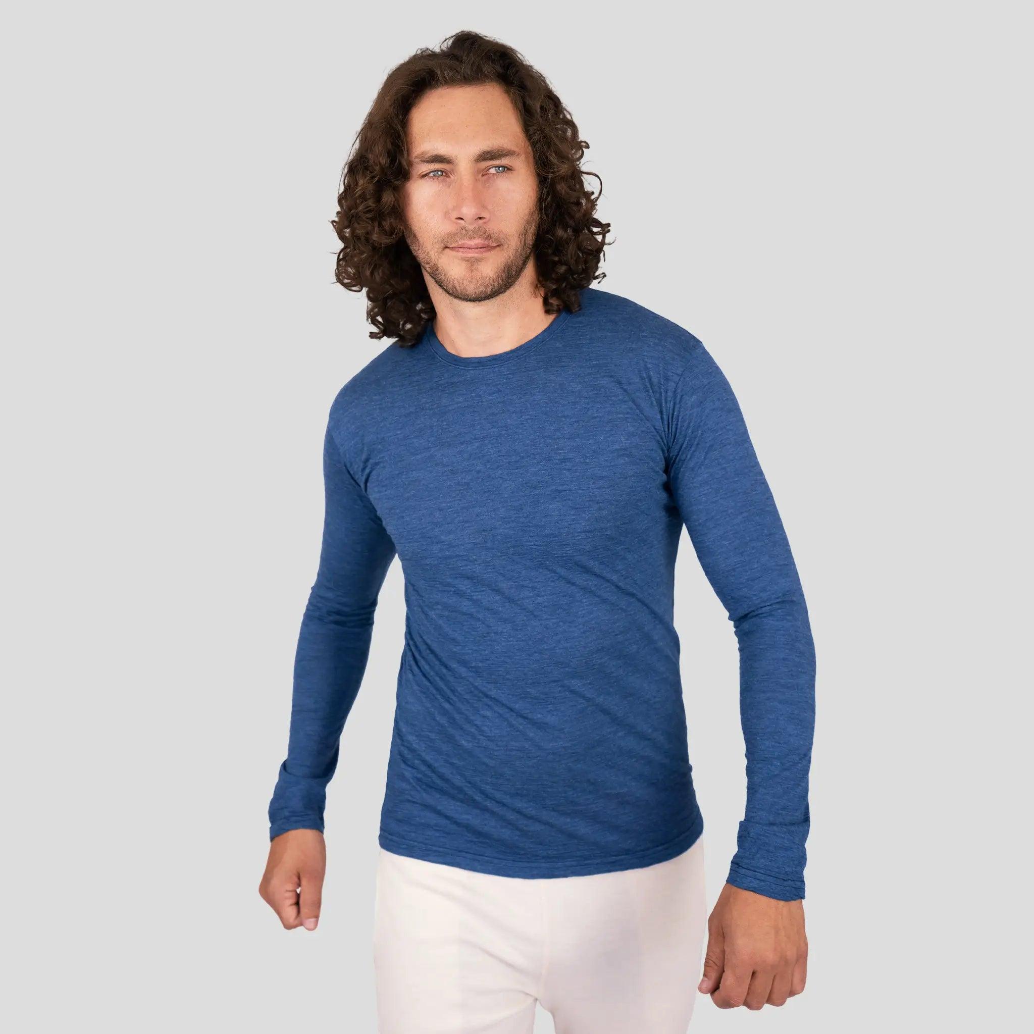 Premium Men's Alpaca Wool Long Sleeve T-Shirt - 160 Ultralight Thermal Base Layer for Hiking, Camping & Winter Outdoor Activities