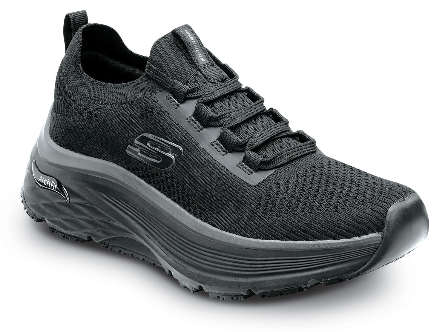 Skechers Work Addison Women's Arch Fit Black Soft Toe Slip Resistant Work Shoes - EH Rated Low Athletic Shoes for Nurses, Waitresses & Healthcare Professionals
