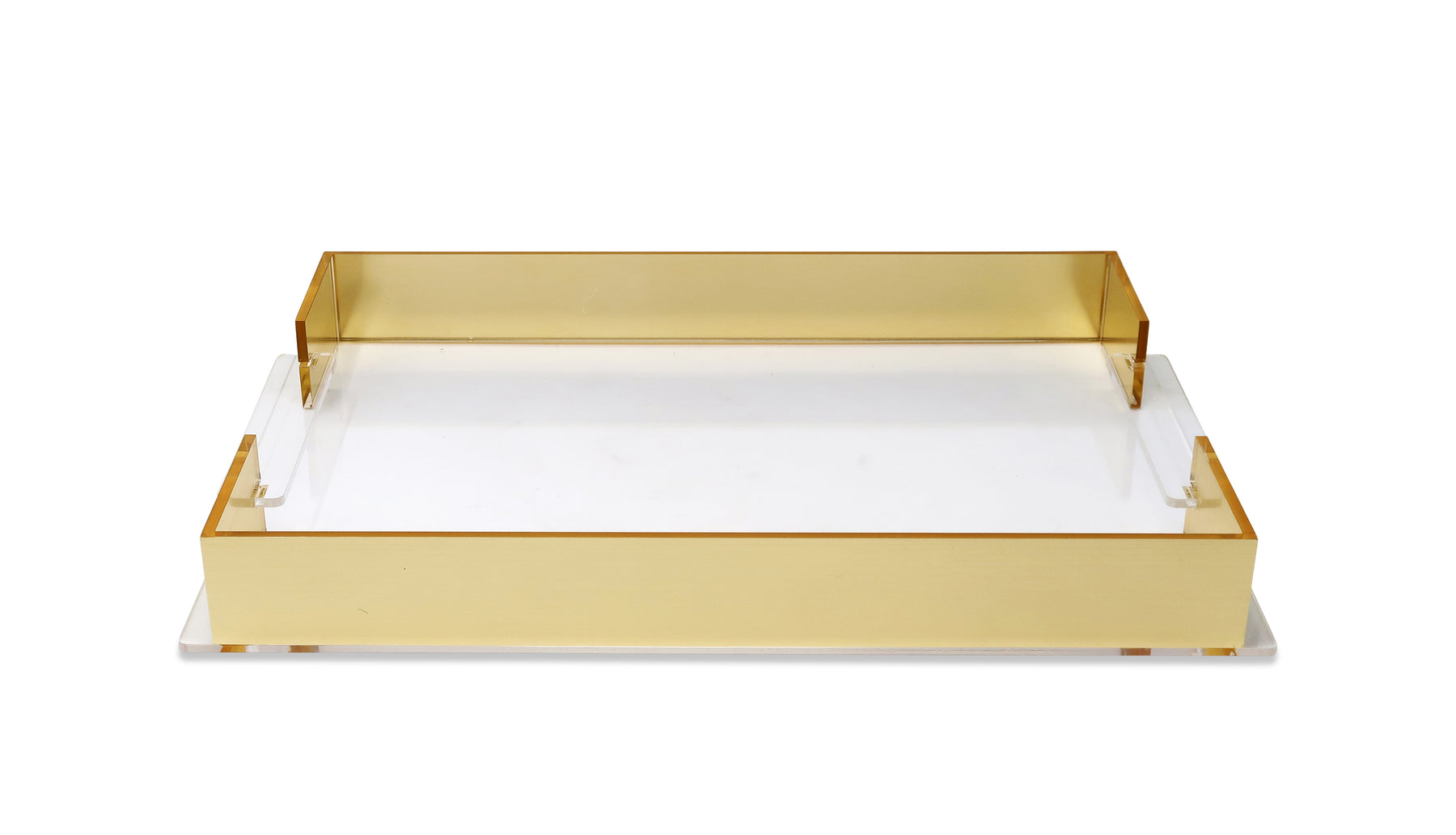 Premium Acrylic Rectangular Tray with Gold Trim - Perfect for Serving, Home Decor & Bathroom Organization
