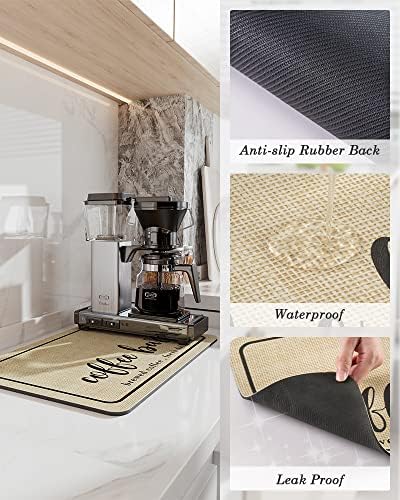 Tchdio Coffee Mat - Absorbent, Non-Slip Rubber Backed Quick Drying Kitchen Counter Mat - Fits Under Coffee Maker, Espresso Machine & Keurig - Perfect for Spill Protection & Countertop Decor