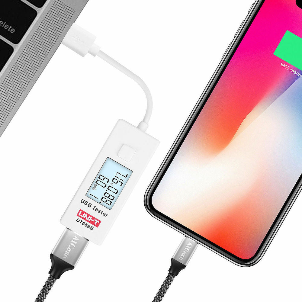 UNI-T UT658B USB Digital Ammeter Voltage Tester - Monitor Charging Current & Power for Phones, Tablets, Power Banks (Home, Office, Travel Use)