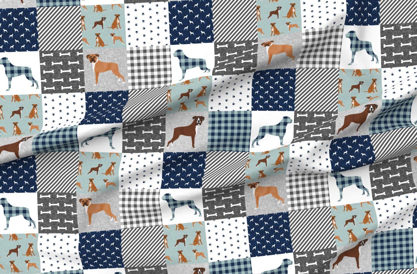 Premium Spoonflower Fabric - Custom Boxer Dog Breed Portrait Printed on Soft Minky Fabric by The Yard - Perfect for Pet Quilts, Nursery Decor, Baby Blankets & Quilt Backing - DIY Sewing Projects for Dog Lovers