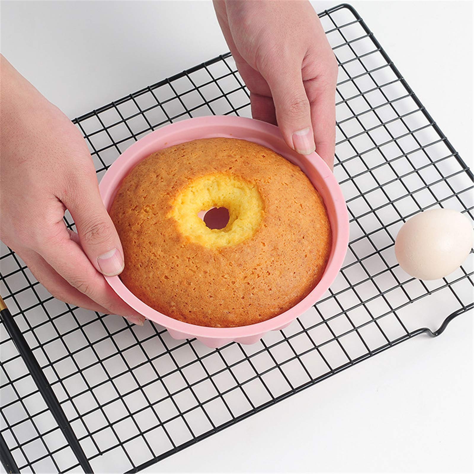 Non-Stick Silicone Cake Pans Set of 2 - 6 Inch Round Swirl Bundt & Mini Loaf Muffin Baking Molds for Pound Cake, Bread, Cupcakes - Perfect for Home Baking, Party Desserts & Holiday Treats (Pink)
