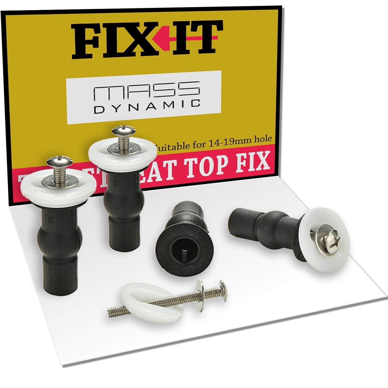 4-Pack Toilet Seat Hinges with Expanding Rubber Well Nuts - Top Fix Mounting Kit for Secure WC Seat Installation - Perfect for Loose or Broken Toilet Seats in Homes, Hotels, and Public Restrooms