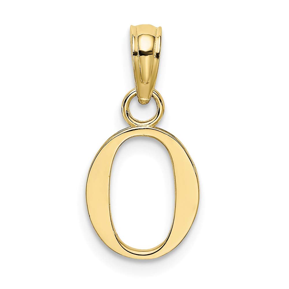 10K Yellow Gold Small Letter O Block Initial Charm Necklace - 18