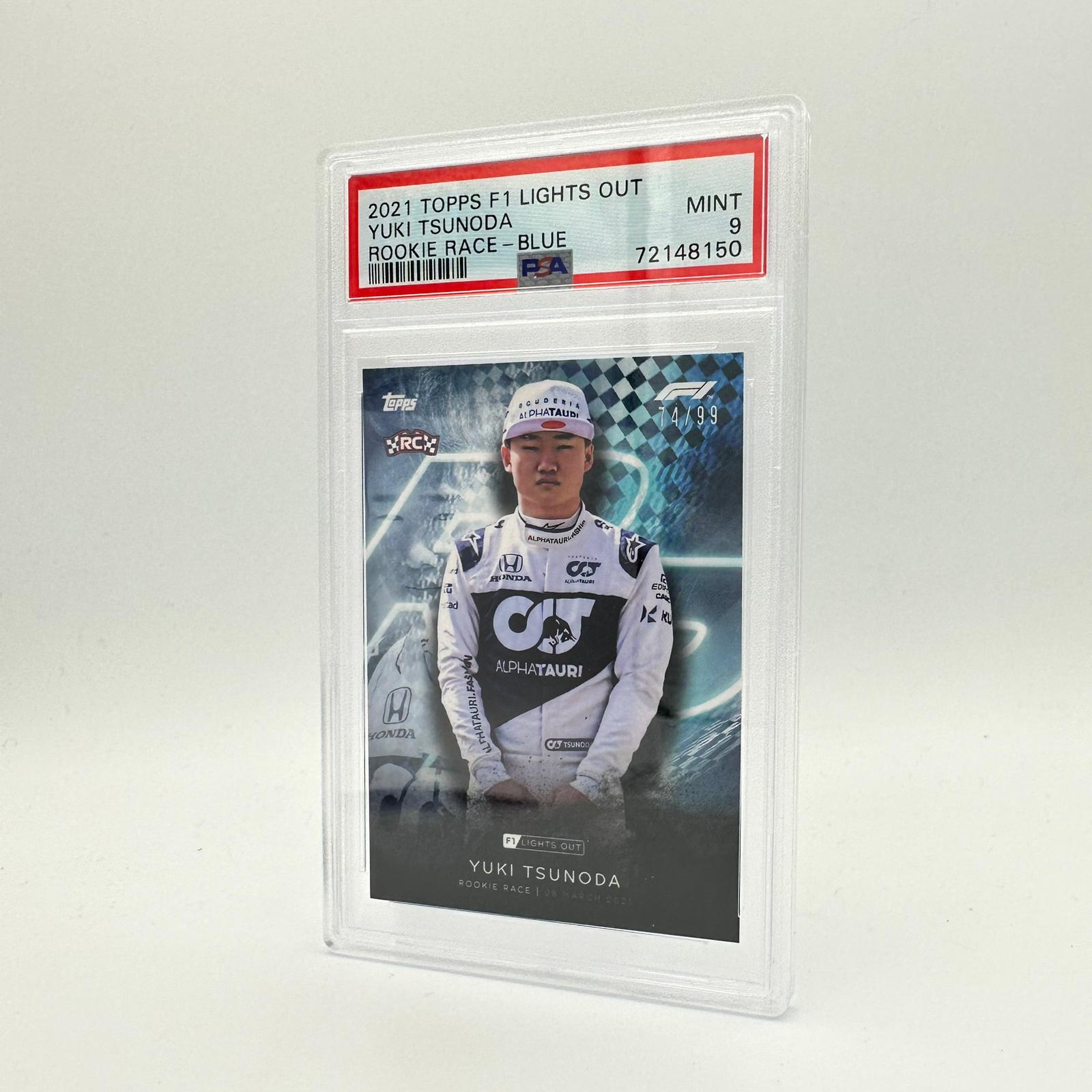 PSA 9 Graded 74/99 Yuki Tsunoda Rookie Race Blue Parallel - Rare F1 Racing Card for Collectors & Investors | Perfect for Sports Memorabilia Displays & Trading Card Collections