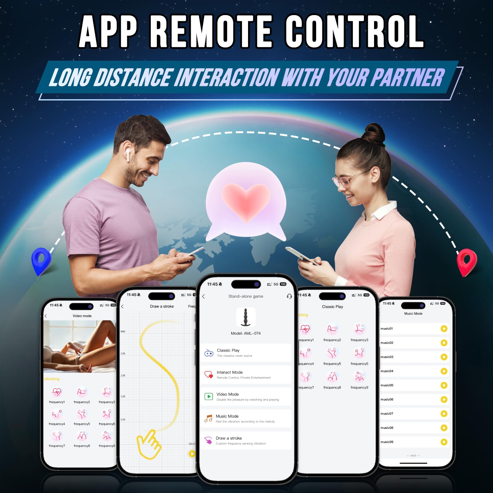 Remote Control Vibrating Anal Beads & Prostate Massager - 9 Powerful Vibration Modes, Flexible Silicone Sex Toy for Men, Women & Couples | App-Controlled Adult Toy for Solo Play & Partnered Intimacy