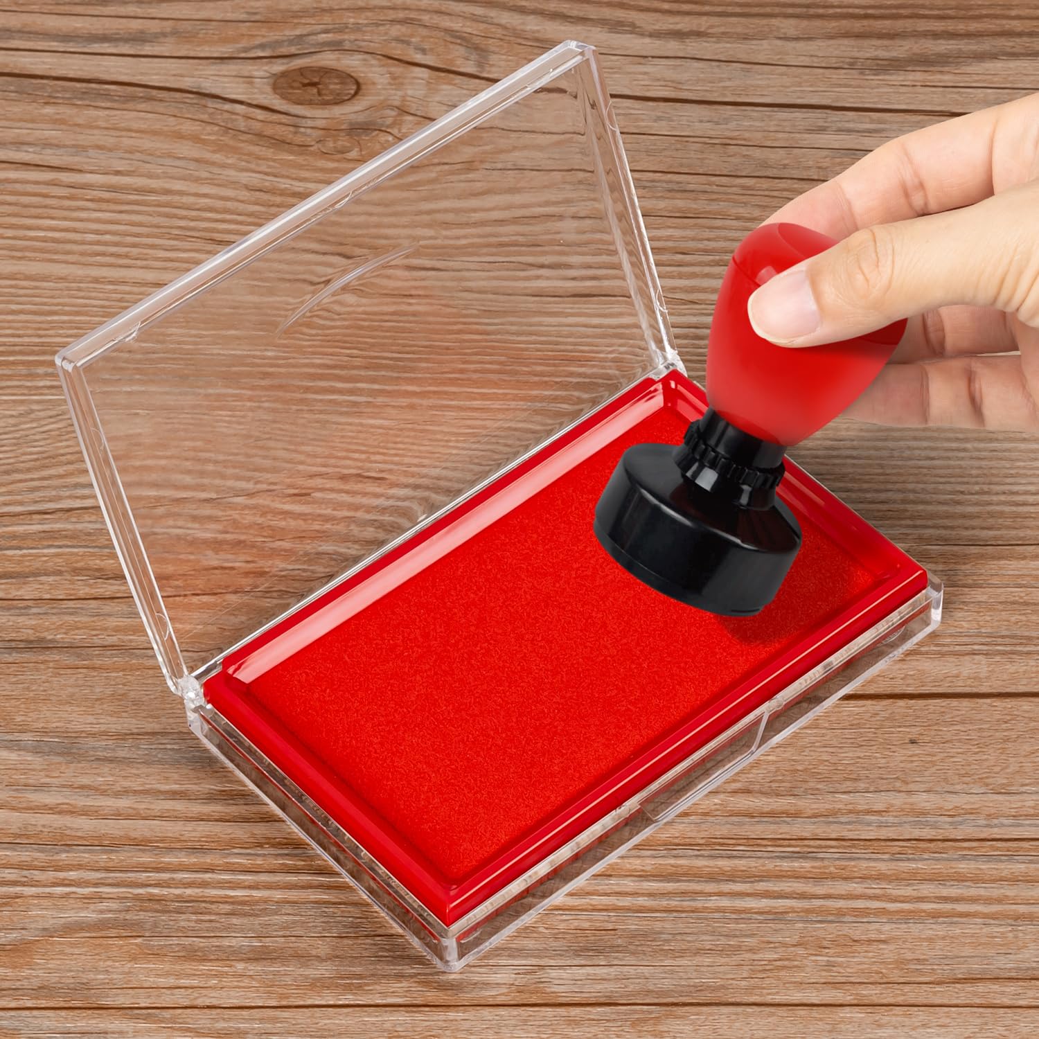 5.3x3.3 Inch Red Stamp Pad Ink Pad for Crafting, Scrapbooking & Document Signing - Self Inking Stamp Pad for Office, School & DIY Projects