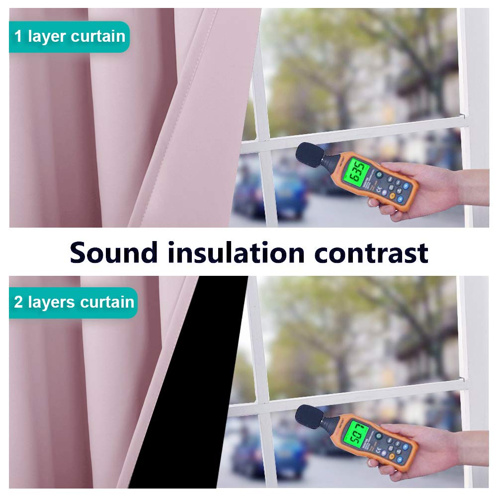 NICETOWN 100% Blackout Thermal Insulated Curtains for Bedroom - Lavender Pink Blackout Drapes, 52x63 Inches (1 Pair) - Perfect for Nursery, Kids Room & Light-Sensitive Sleepers