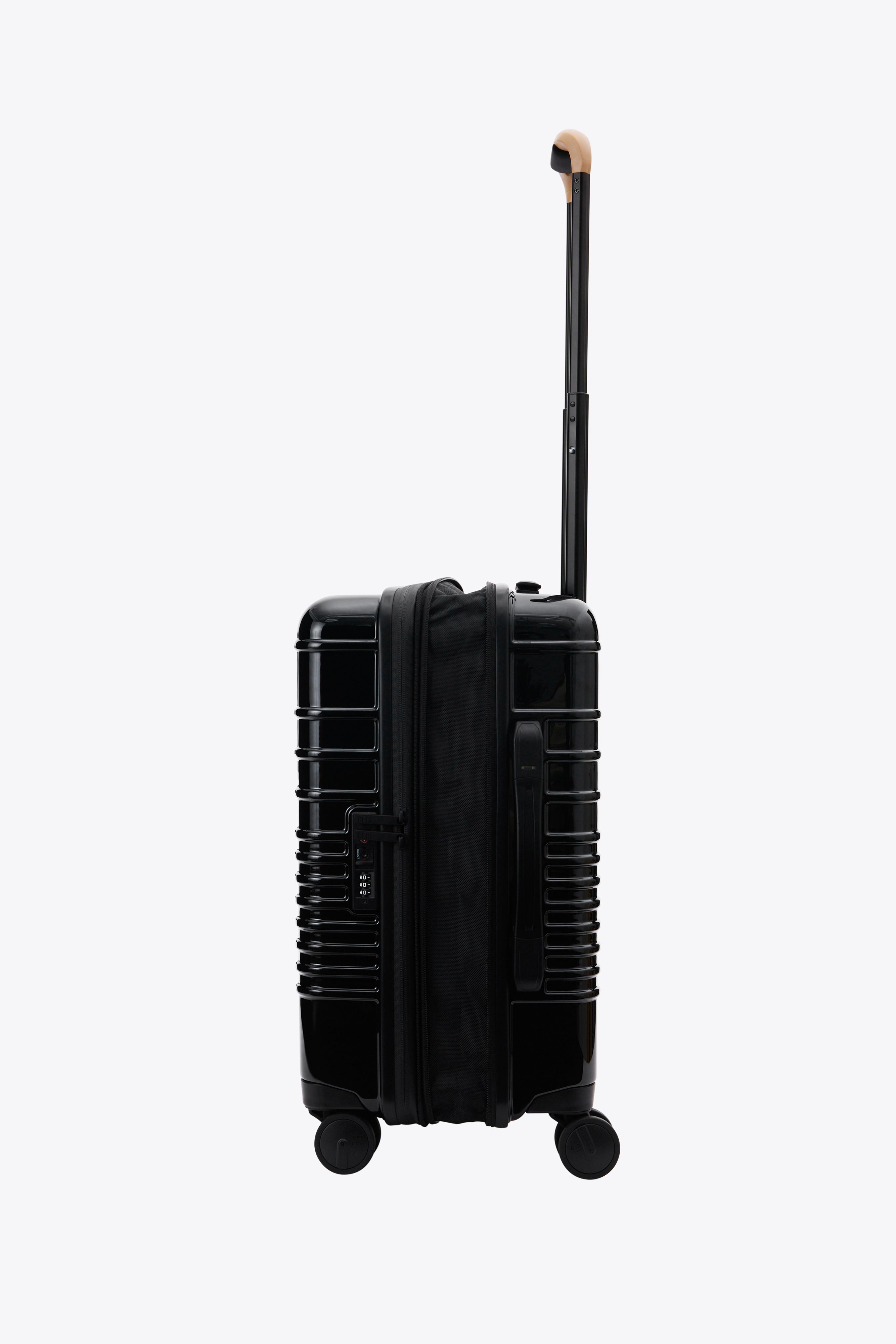 Glossy Black Carry On Roller Luggage - Perfect for Air Travel & Weekend Getaways