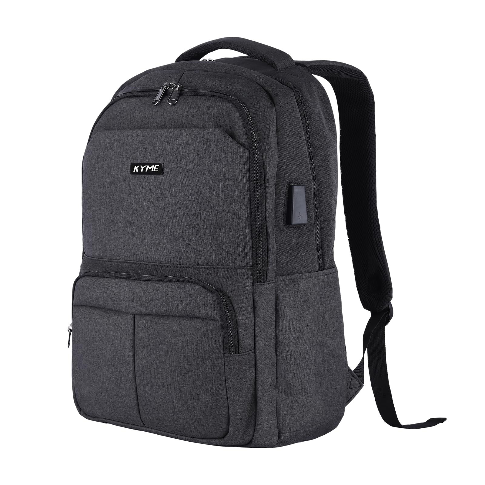 KYME Work Backpack for Men - 17 Inch Large Laptop Backpack with Water Resistant Design, Durable College Book Bag for Travel & Business (Black) - Perfect for Commuting, School & Office Use