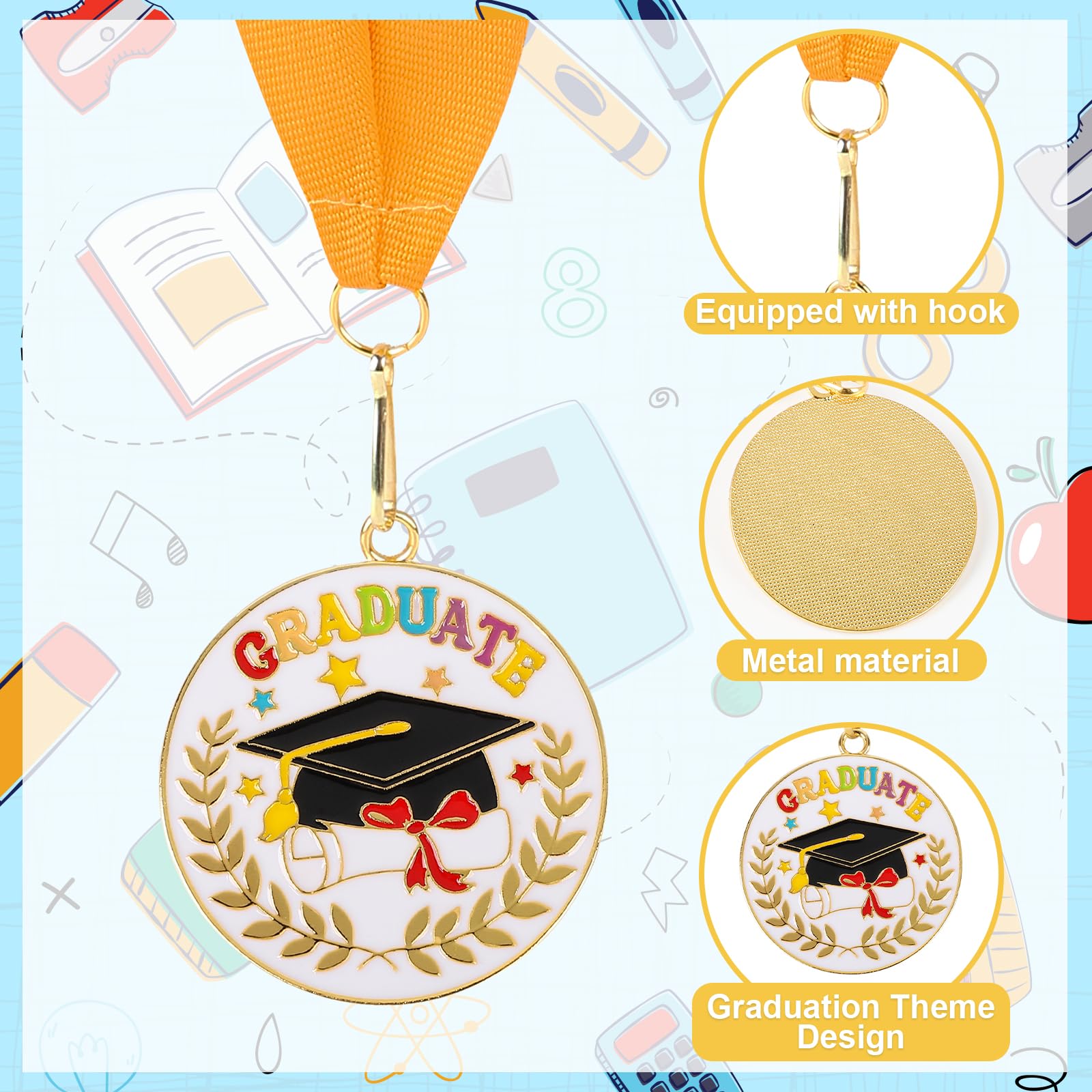 Kindergarten Graduation Medal for Kids - Preschool & Pre-K Award Medals with Neck Ribbon - 2 Inch Metal Graduation Party Favors - Perfect for School Ceremonies, Student Achievements & End-of-Year Celebrations