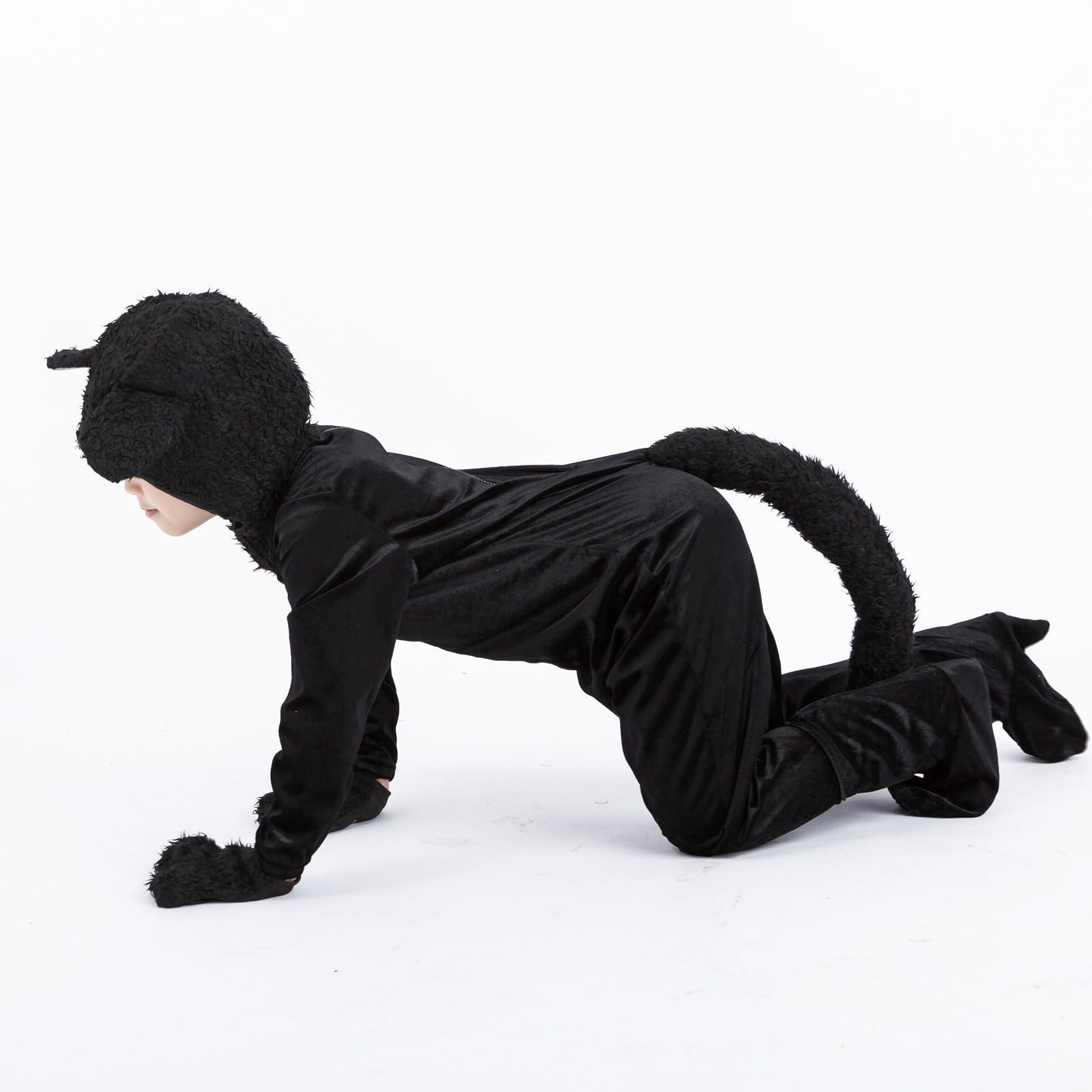 Black Cat Halloween Costume for Girls & Boys - Kids Animal Cosplay Jumpsuit for Dress Up Parties, Trick or Treating & Halloween Events