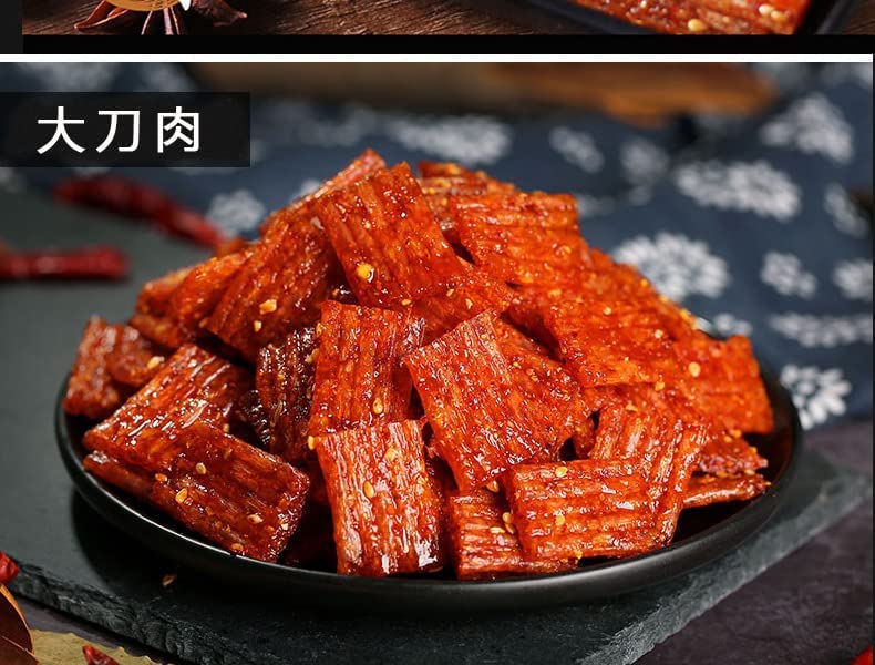 Spicy Strip Small Gluten Snacks - Sweet & Spicy Chinese Instant Food - 101g per Bag (Long + Block, 2 Bags) - Perfect for Office Snacking, Road Trips & Late-Night Cravings