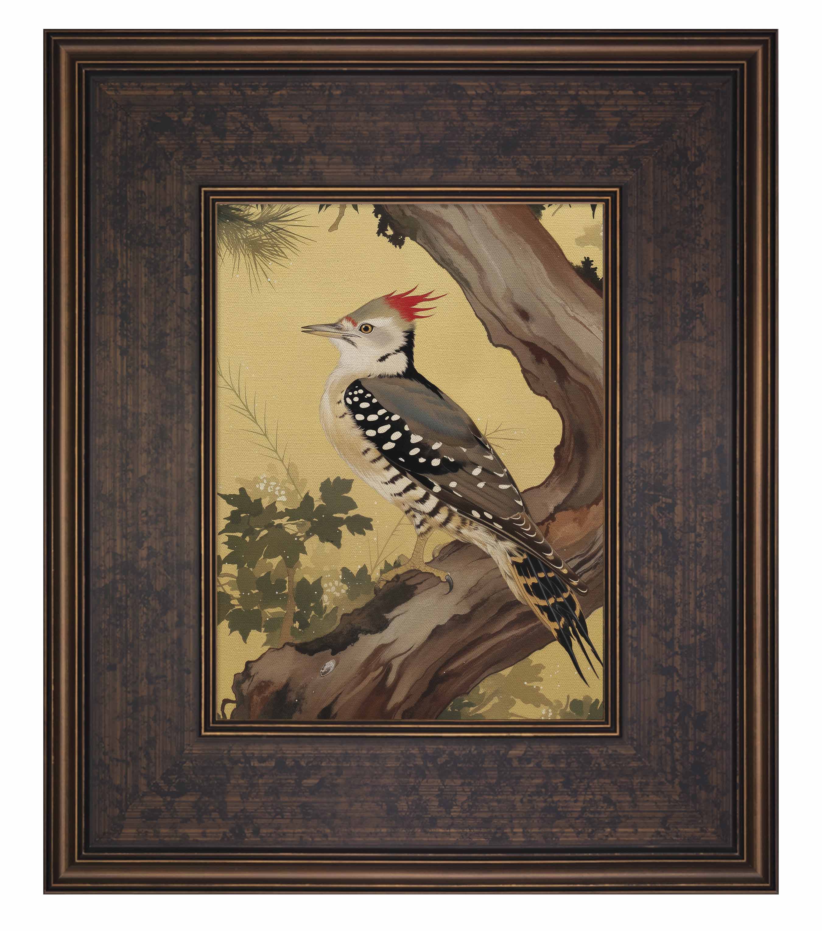 Echoes of the Forest - Woodpecker in Pine Haven Limited Edition Canvas Wall Art - Nature Inspired Home Decor for Living Room, Bedroom & Office