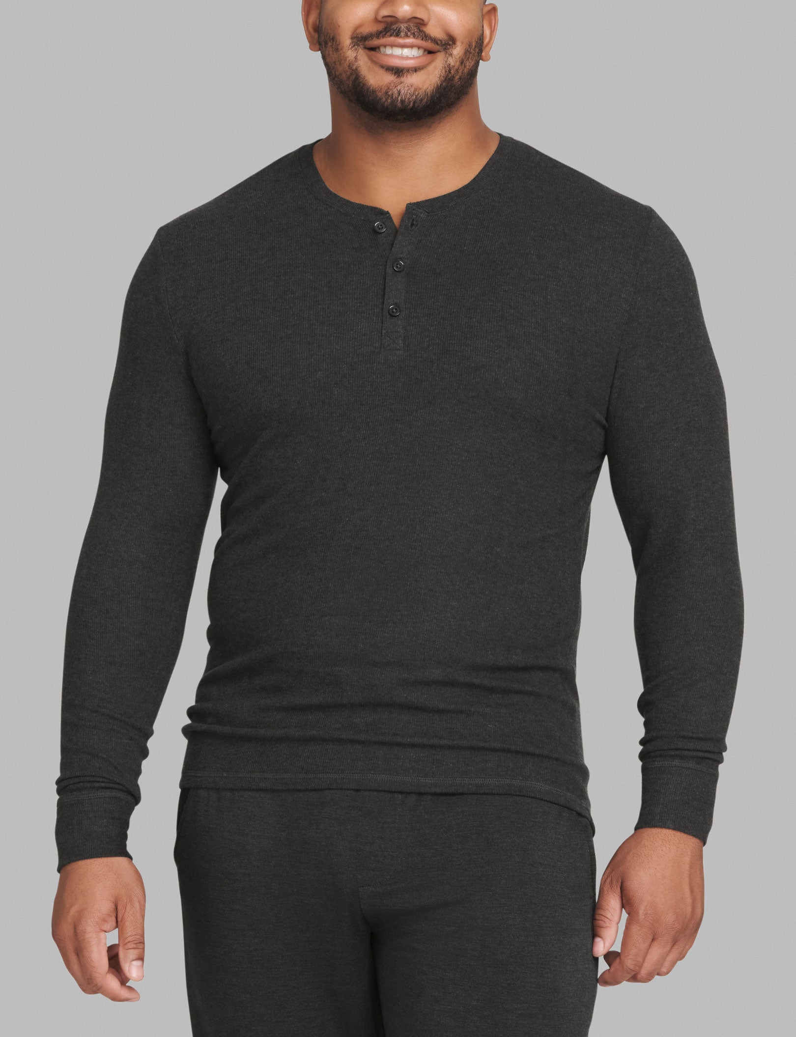 Men's Comfortable Lounge Henley Shirt - Soft Cotton Relaxed Fit for Casual Wear, Home Lounging & Outdoor Activities