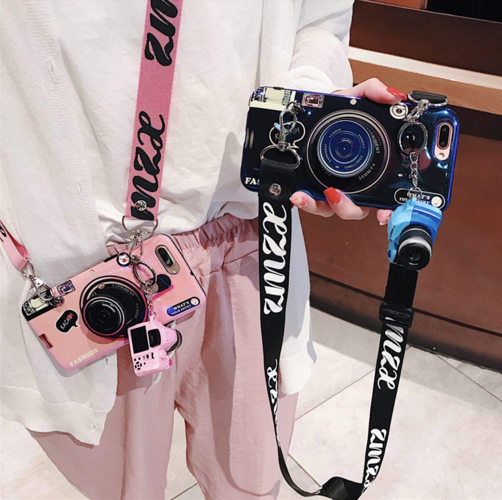 Premium iPhone X/XS Case (5.8 inch) - Fashion Lanyard, Blue Ray Camera Protection, Lightweight Soft TPU Cover with Bling Design (Pink) - Perfect for Daily Use, Travel & Outdoor Activities