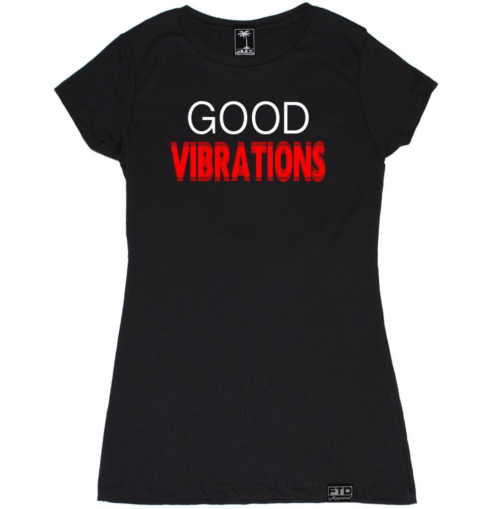 FTD Apparel Women's Good Vibrations Red T-Shirt | Soft Cotton Casual Tee for Everyday Wear | Perfect for Outings, Workouts & Relaxing