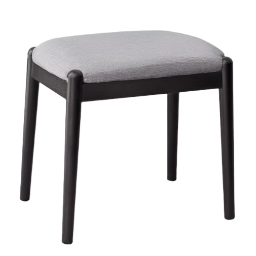 Solid Oak & Birch Wood Square Makeup Stool - Soft Padded Seat for Vanity, Dressing Room, and Bedroom Decor