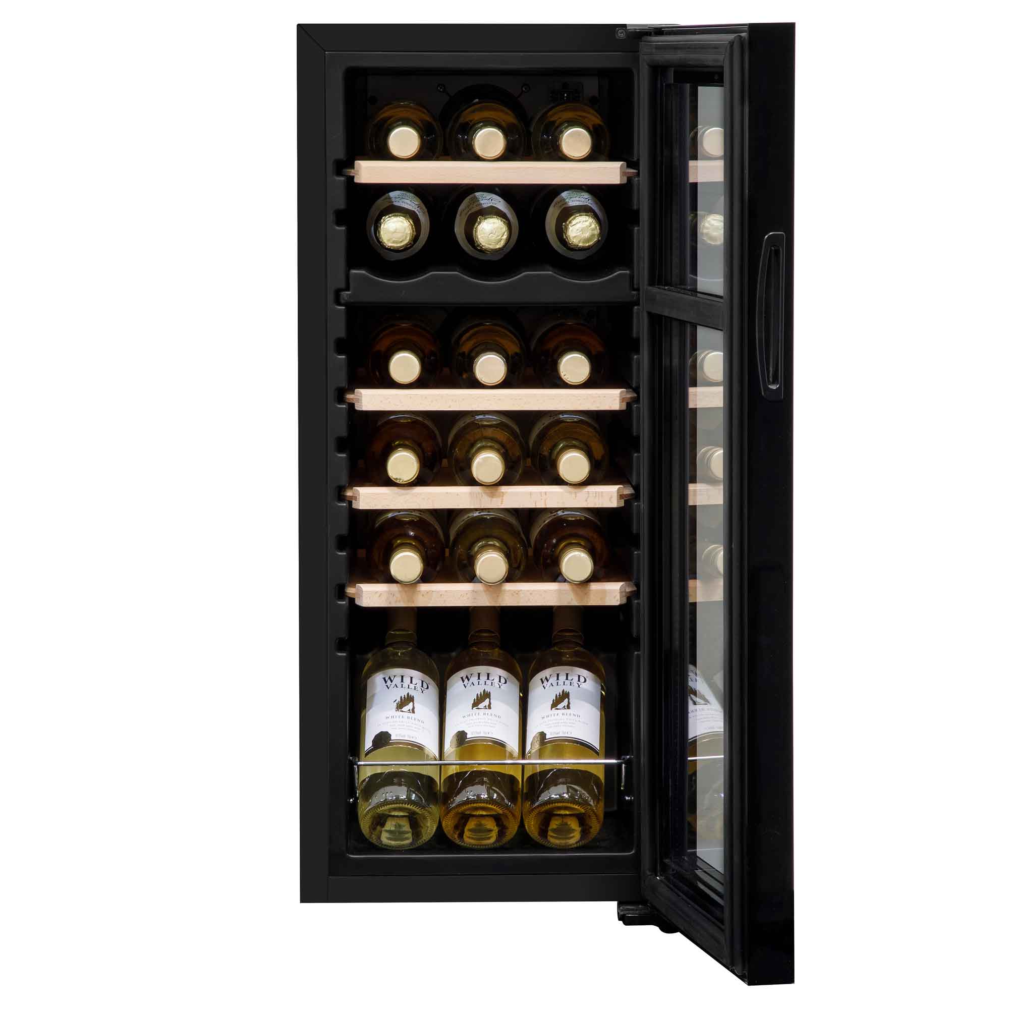 Baridi 18 Bottle Dual Zone Wine Cooler Refrigerator with Touch Screen Controls & Wooden Shelves - Perfect for Home, Office, or Restaurant Wine Storage and Display