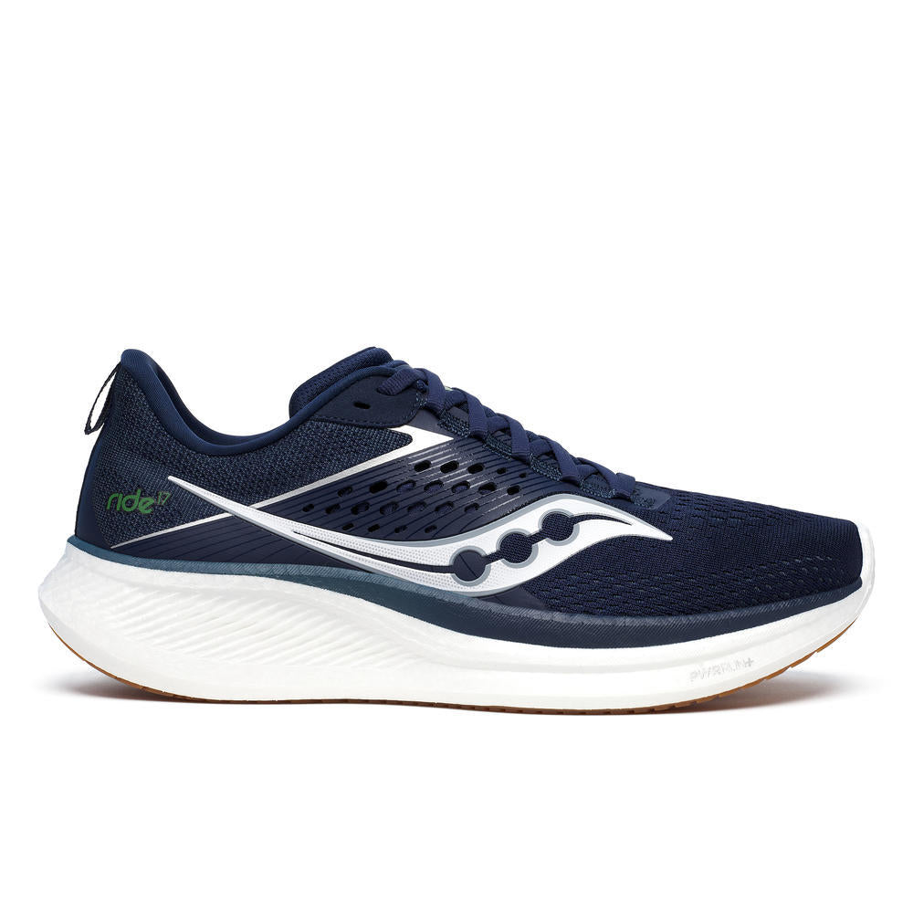 Saucony Ride 17 Running Shoes for Men - Navy/Gum Color - Size 11.5 D Medium - Lightweight Cushioned Road Running Sneakers for Jogging, Training & Daily Wear