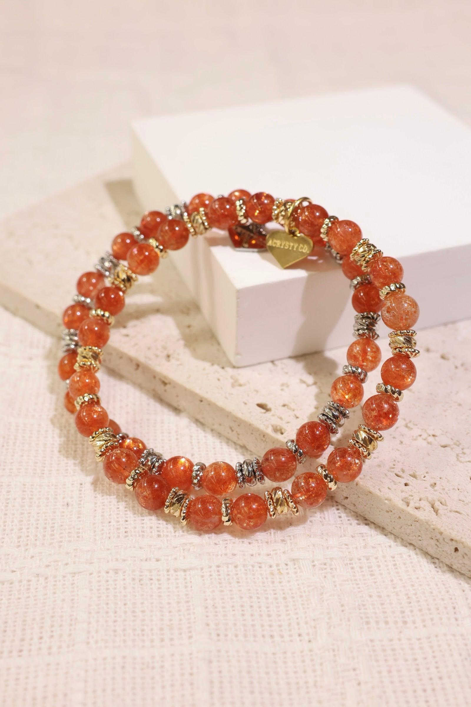 ACD Collector's Confetti Sunstone Beaded Bracelet - Handmade Gemstone Jewelry for Women, Healing Crystal Energy, Boho Chic Fashion Accessory for Everyday Wear, Gift for Her, Birthday & Anniversary Present