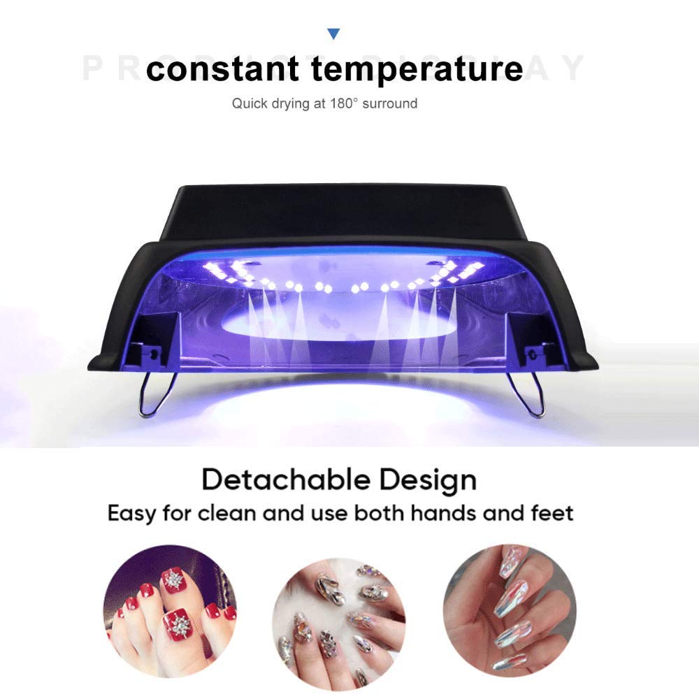 64W Wireless Rechargeable UV LED Nail Lamp - Cordless Gel Nail Dryer with Built-in Lithium Battery for Professional Salon & Home Manicure - Perfect for Nail Art, Gel Polish Curing & DIY Nail Care (Black)
