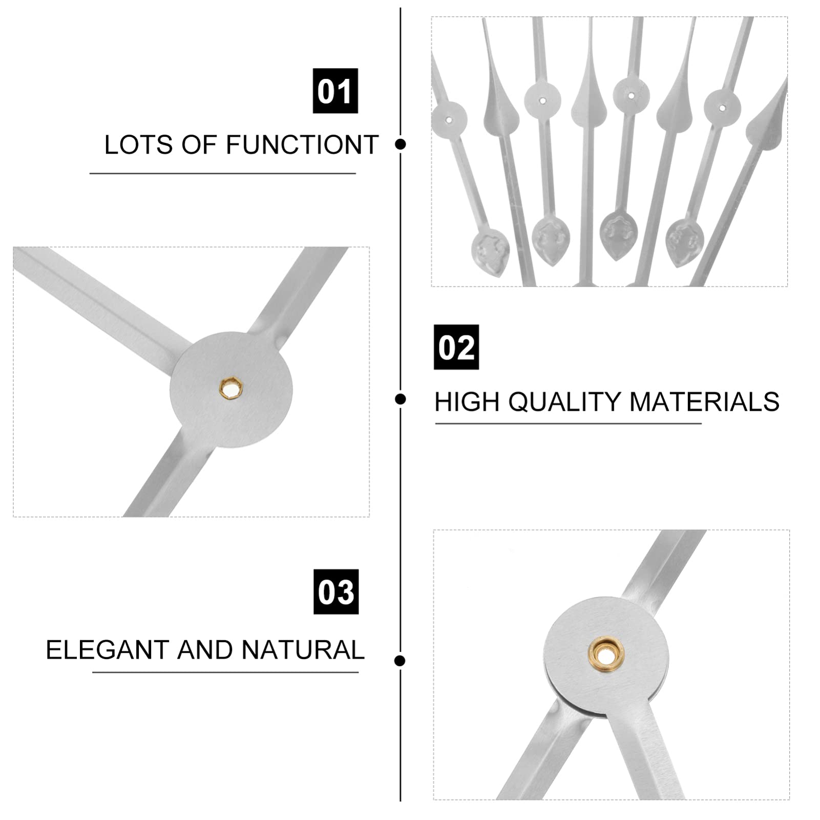 YARDWE 4 Styles Clock Hands Set - Silver Clock Movement Replacement Parts (12.97
