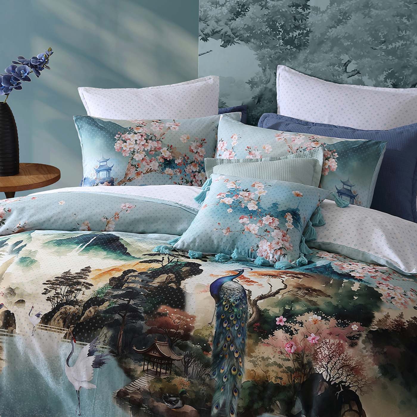 Kinobo Blue Quilt Cover Set by Logan & Mason - Premium Cotton Bedding for Master Bedroom & Guest Room