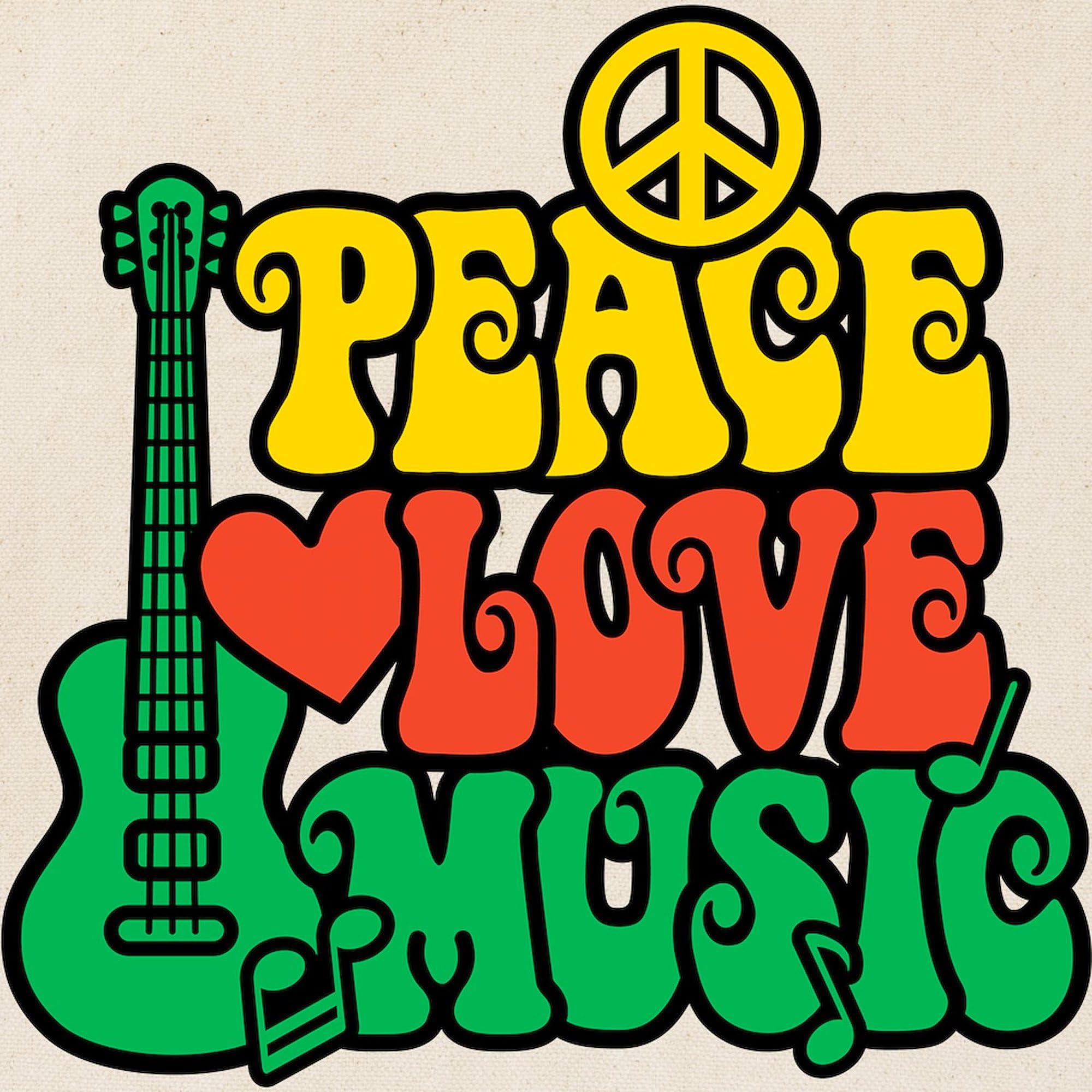 Reggae Peace Love Music Tote Bag - Eco-Friendly Natural Canvas Reusable Shopping Bag for Groceries, Beach & Daily Use