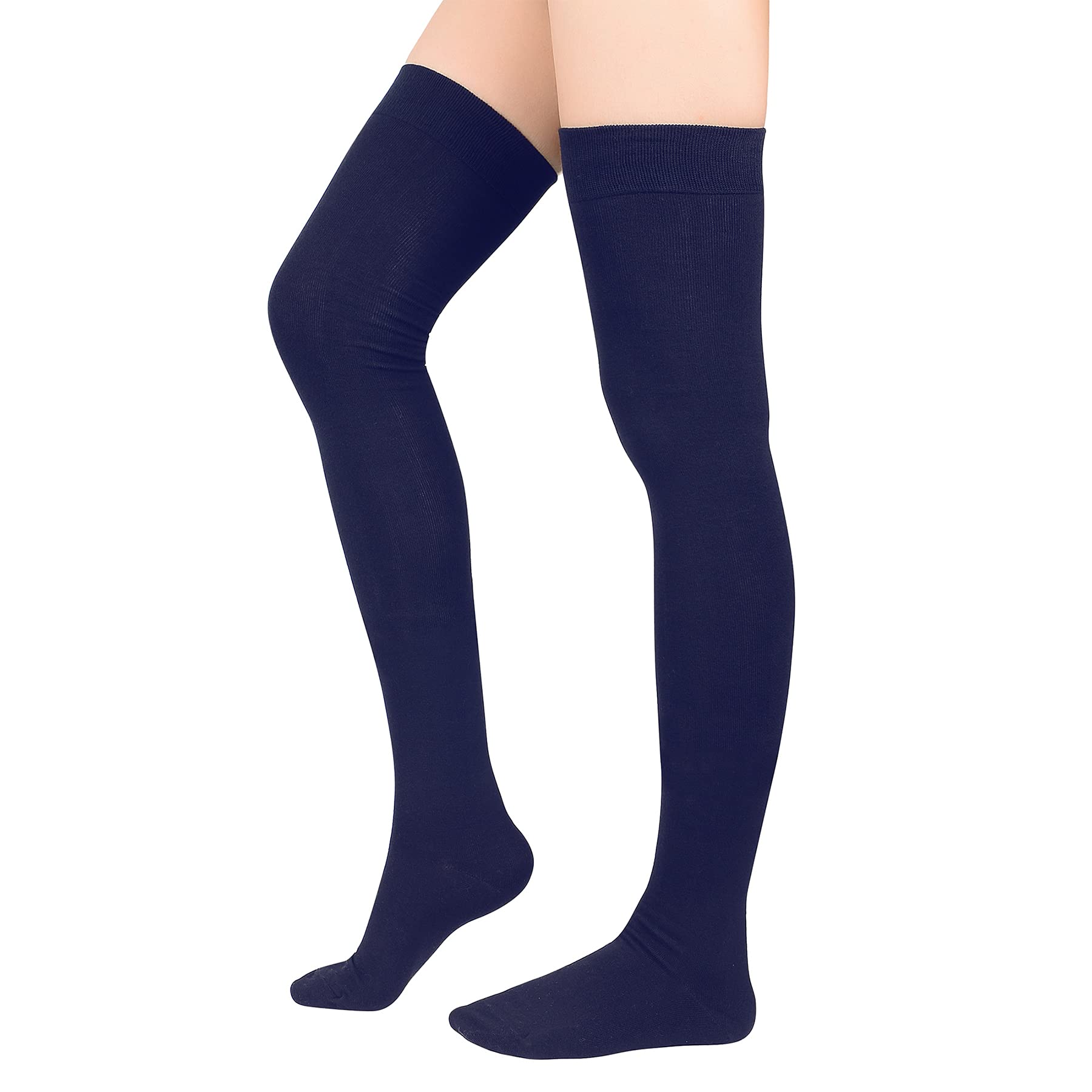Zando Women's Cotton Thigh High Socks - Over Knee Stockings for Daily Wear & Fashion