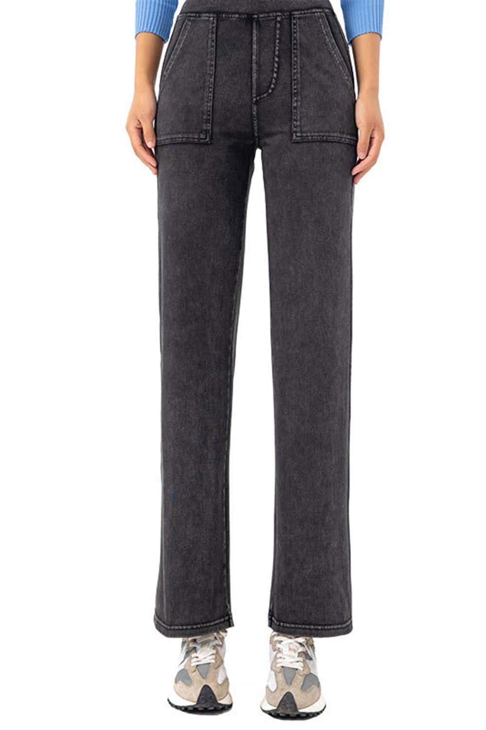 Women's High Waist Stretch Pocketed Long Jeans - Slim Fit Denim Pants for Casual Wear & Everyday Comfort