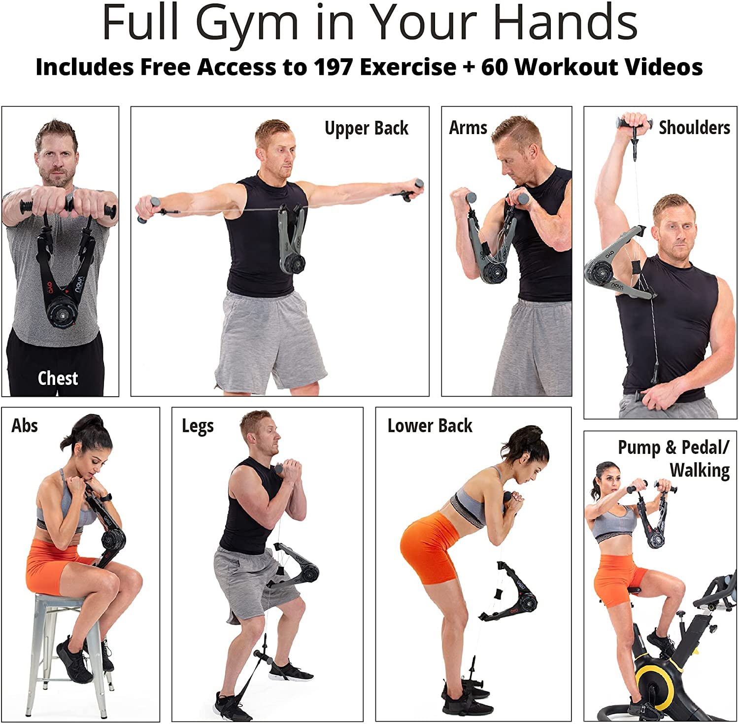 NOVA Full Body Portable Gym with NASA SpiraFlex Resistance Technology - Home Workout Equipment for Office & Travel - Perfect for Small Spaces & On-the-Go Fitness