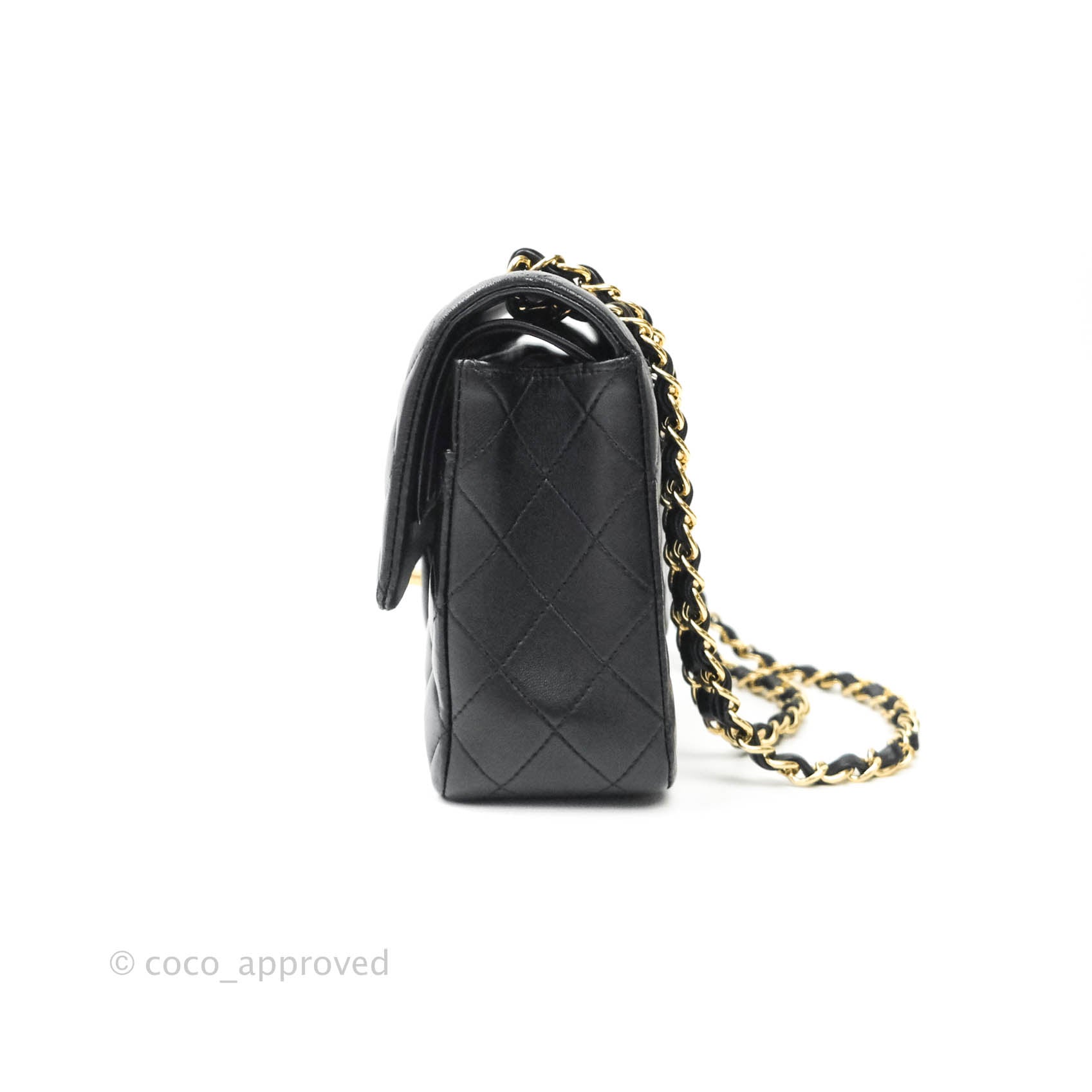 Chanel Classic Medium Double Flap Bag Black Lambskin Gold Hardware - Luxury Designer Handbag for Women, Perfect for Evening Events & Special Occasions