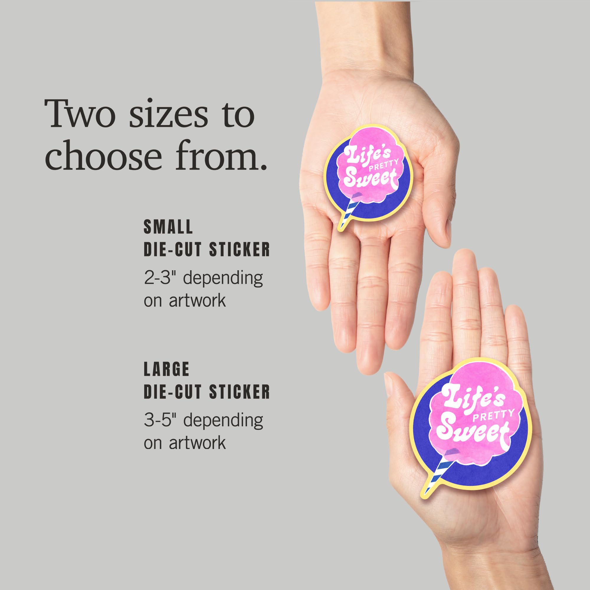 Waterproof Die Cut Vinyl Stickers - Tasty Treats Collection (Cotton Candy, Life's Pretty Sweet) 1-3 Inch Decals for Cars, Water Bottles, Laptops & Coolers | Perfect for DIY Crafts, Scrapbooking & Personalizing Gifts