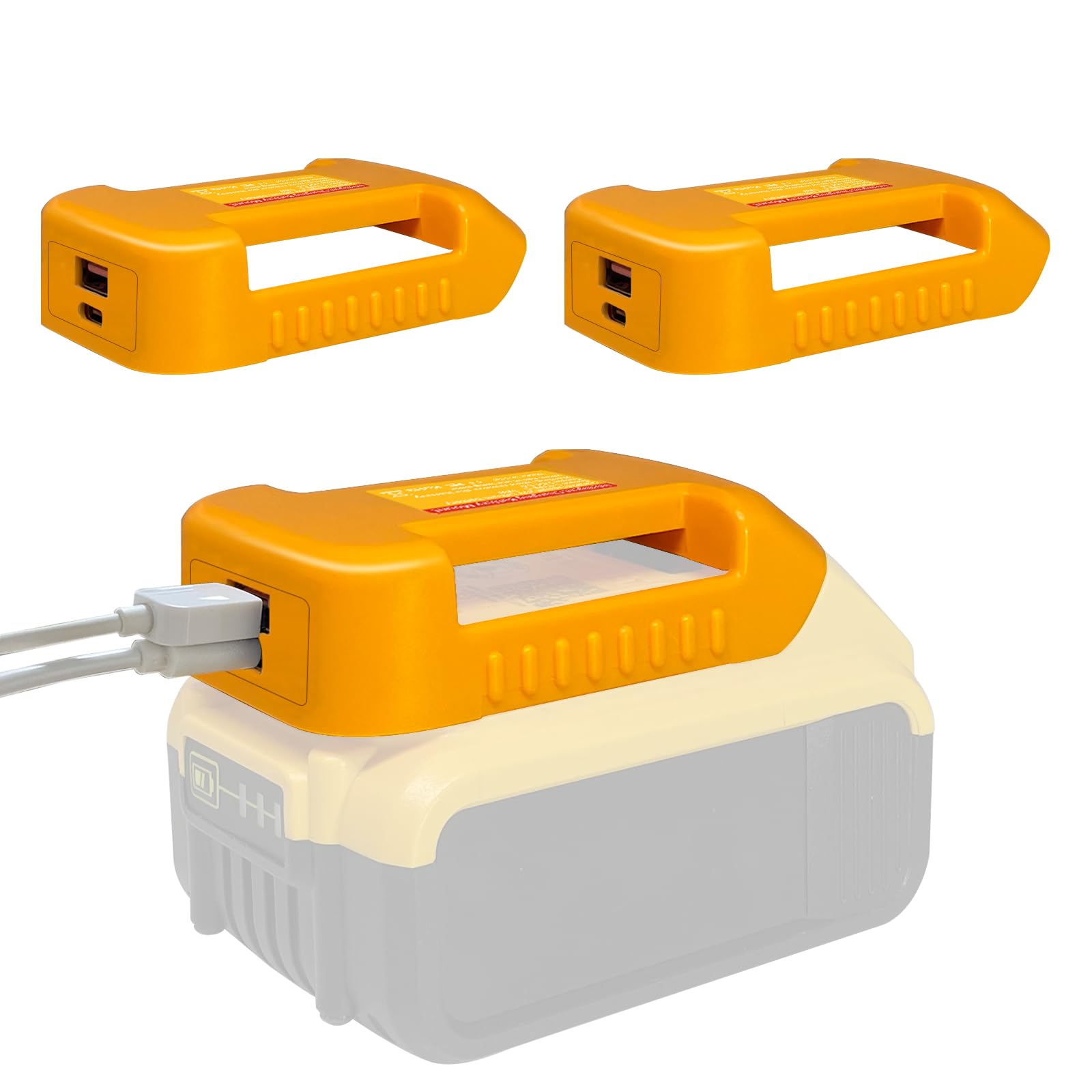 2 Pack USB Charger Adapter for Dewalt 20V Battery - Dual USB & Type-C Fast Charging Power Wheel Adapter (Adapter Only) - Perfect for Job Sites, Camping & Emergency Power Backup