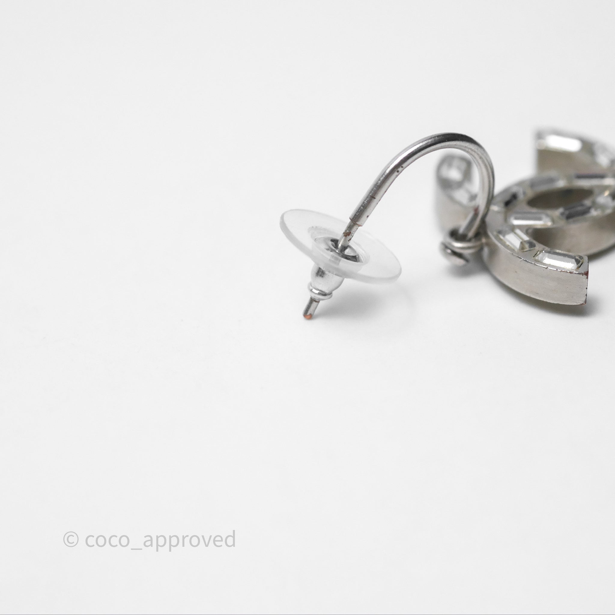 Chanel CC Crystal Drop Earrings for Women - Silver Tone 12C Elegant Dangle Earrings | Perfect for Parties, Weddings & Special Occasions