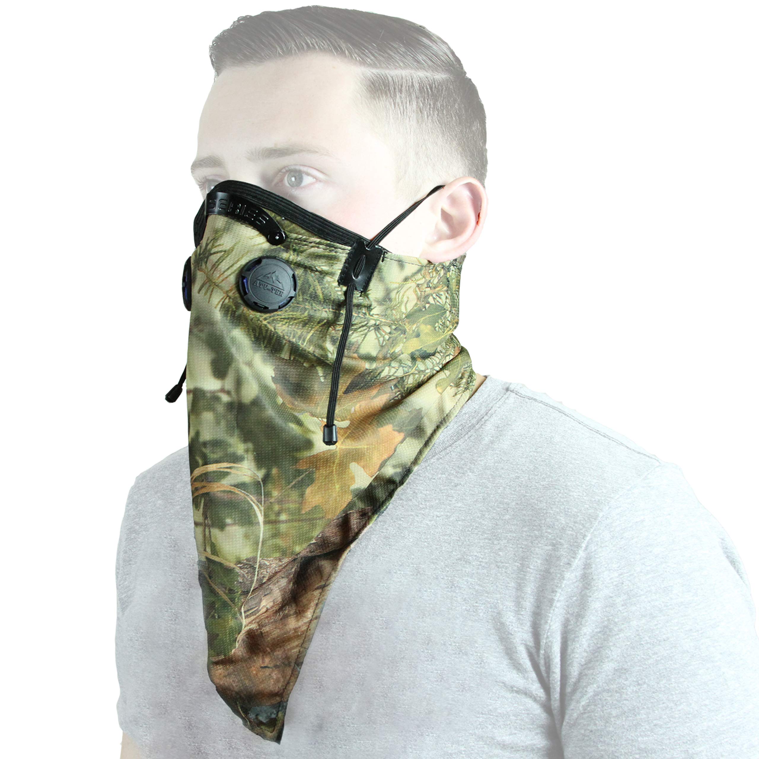 Camo Bandana Style Dust Mask with Adjustable Suspension Straps & 3D Nose Clip - Breathable Face Covering for Outdoor Activities, Cycling, Hiking & Work (20