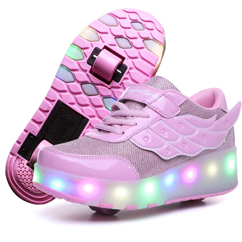 Ufatansy LED Light Up Roller Skate Shoes with Wheels - USB Rechargeable Roller Skates for Kids | Perfect for Birthday Gifts, Outdoor Play & Night Skating