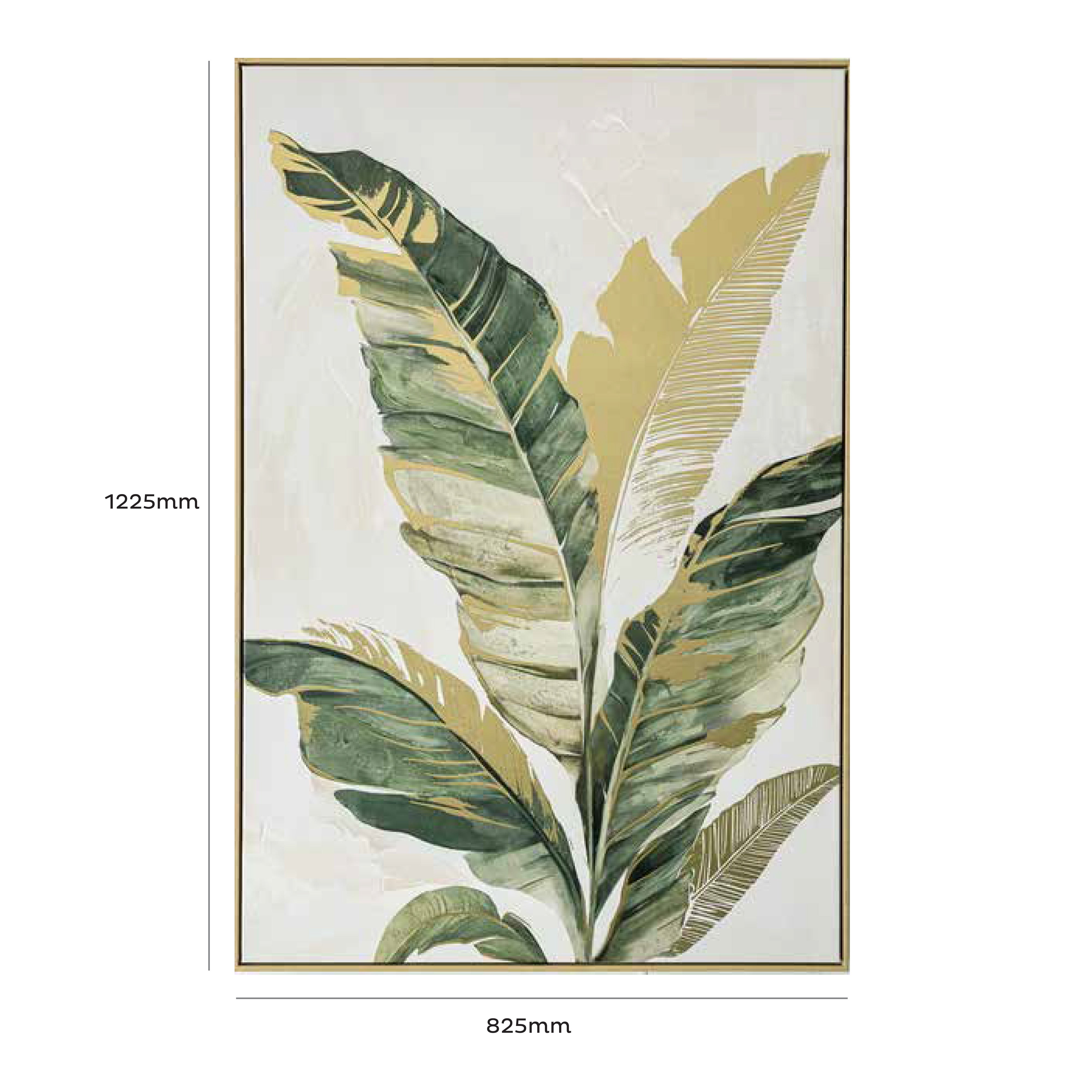 Urban Style Brushmarks Foiled Canvas Palm Wall Art - Tropical Decor for Living Room, Bedroom & Office