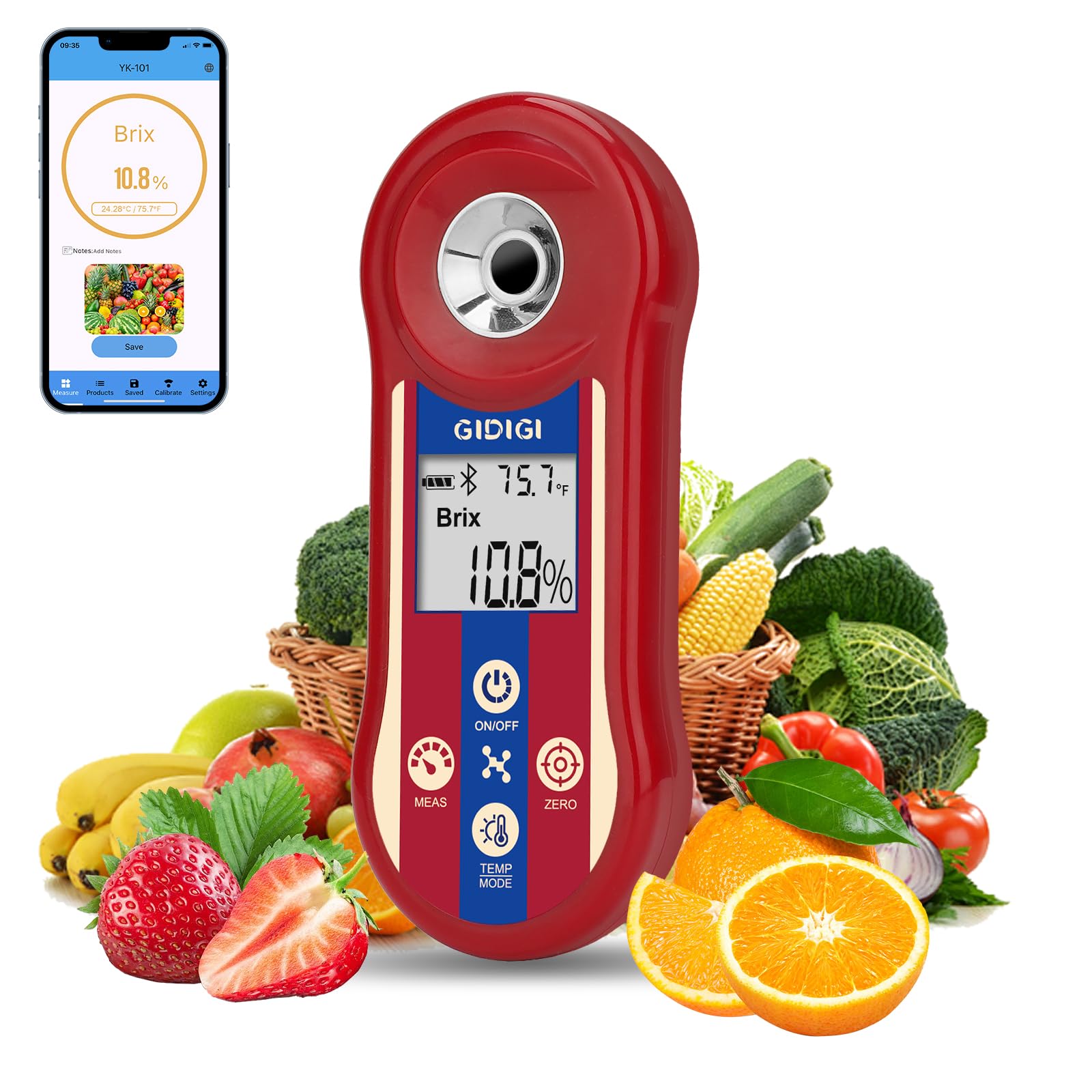 Digital Brix Refractometer & Salinity Tester - 0.0-60% Brix & 0.0-24% Saltwater ATC Meter for Wine, Beer, Juice, Coffee, Fruits - Portable Sugar Content Analyzer for Home Brewing, Aquariums, Food Processing & Agriculture