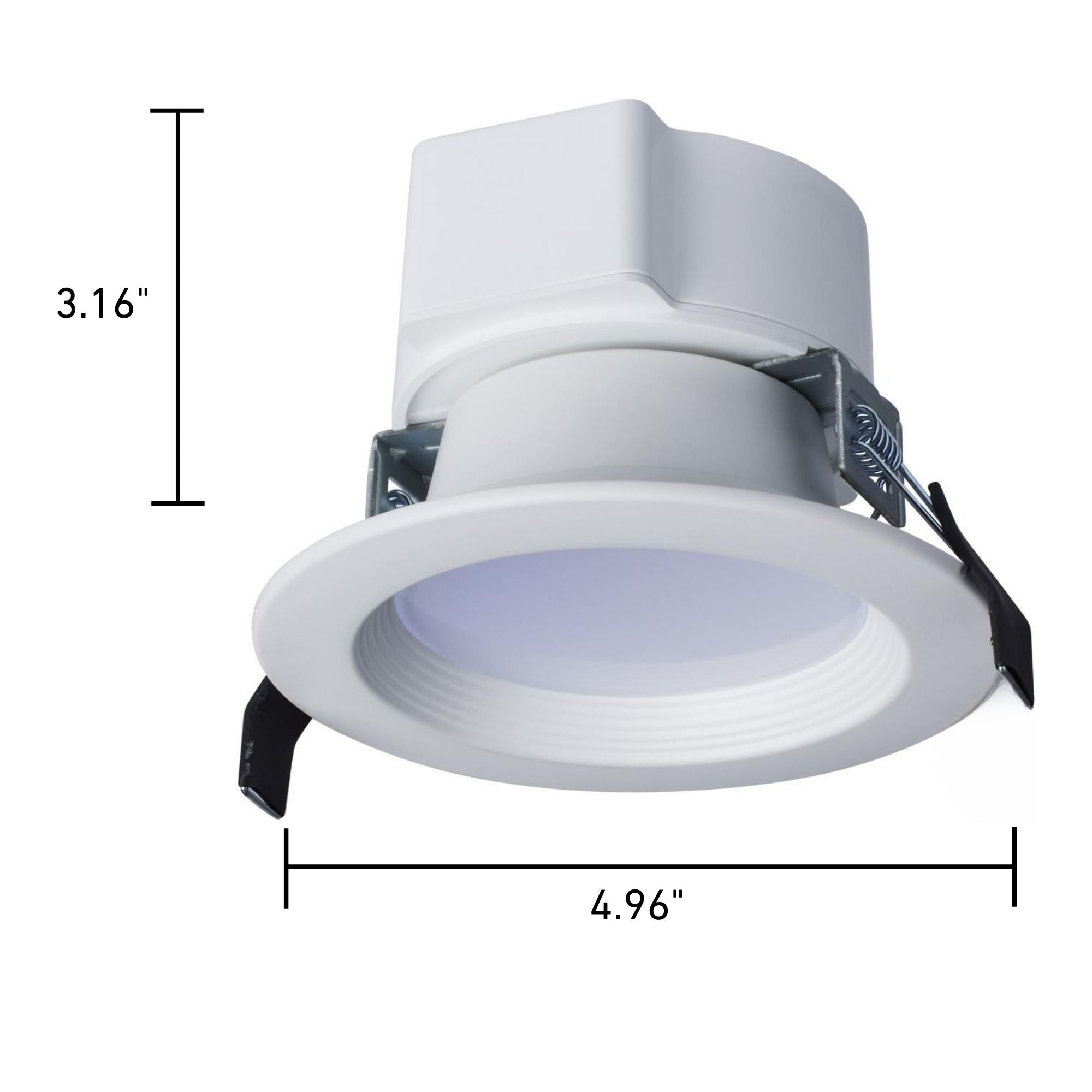 4 Pack Commercial LED Downlight 12W 1200 Lumens 5 CCT Adjustable Baffle Trim 120-277V for Office, Retail Store & Restaurant Lighting