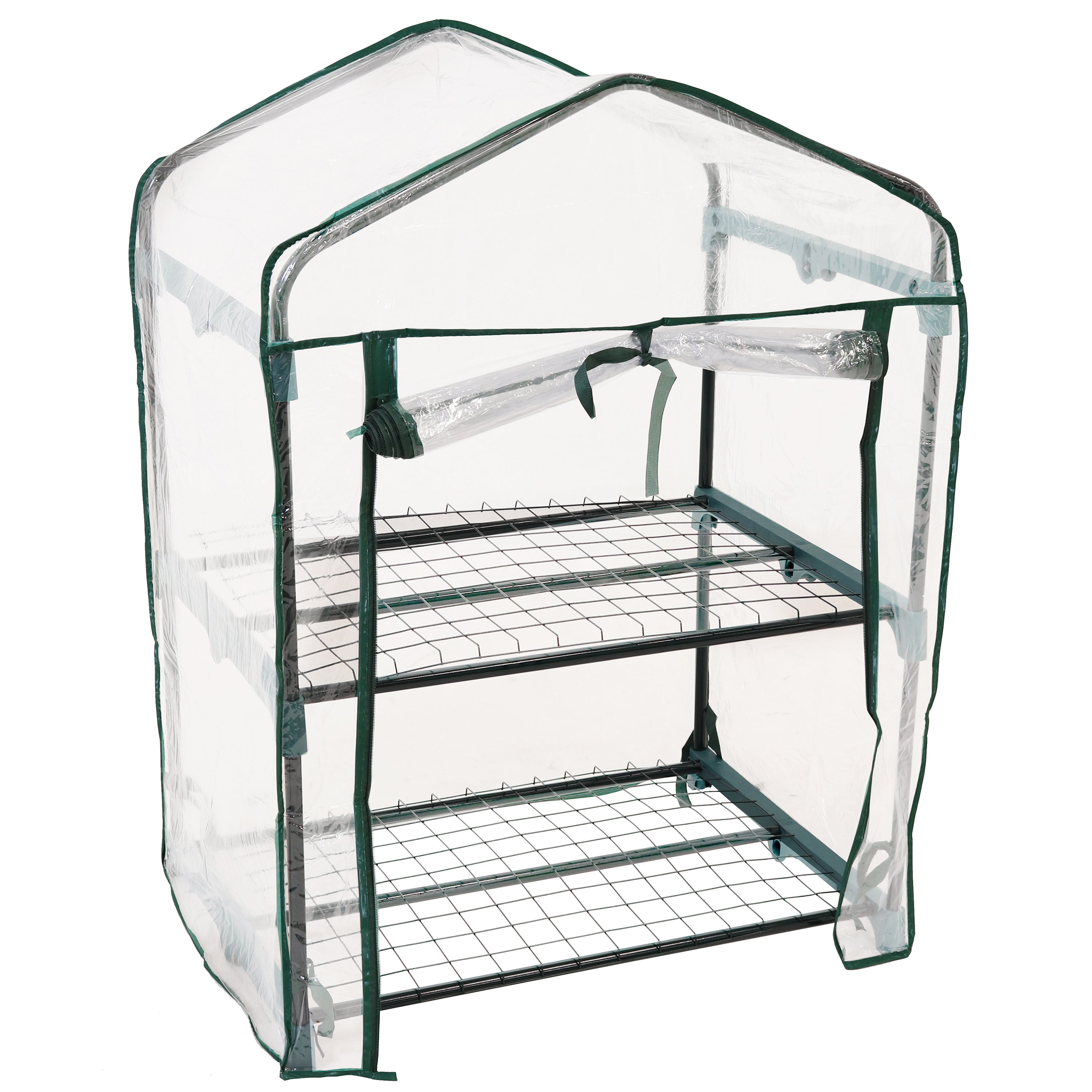 Sunnydaze Portable 2-Tier Mini Greenhouse for Outdoors - Clear Cover for Plants, Herbs & Seedlings | Perfect for Patio, Garden & Balcony Use