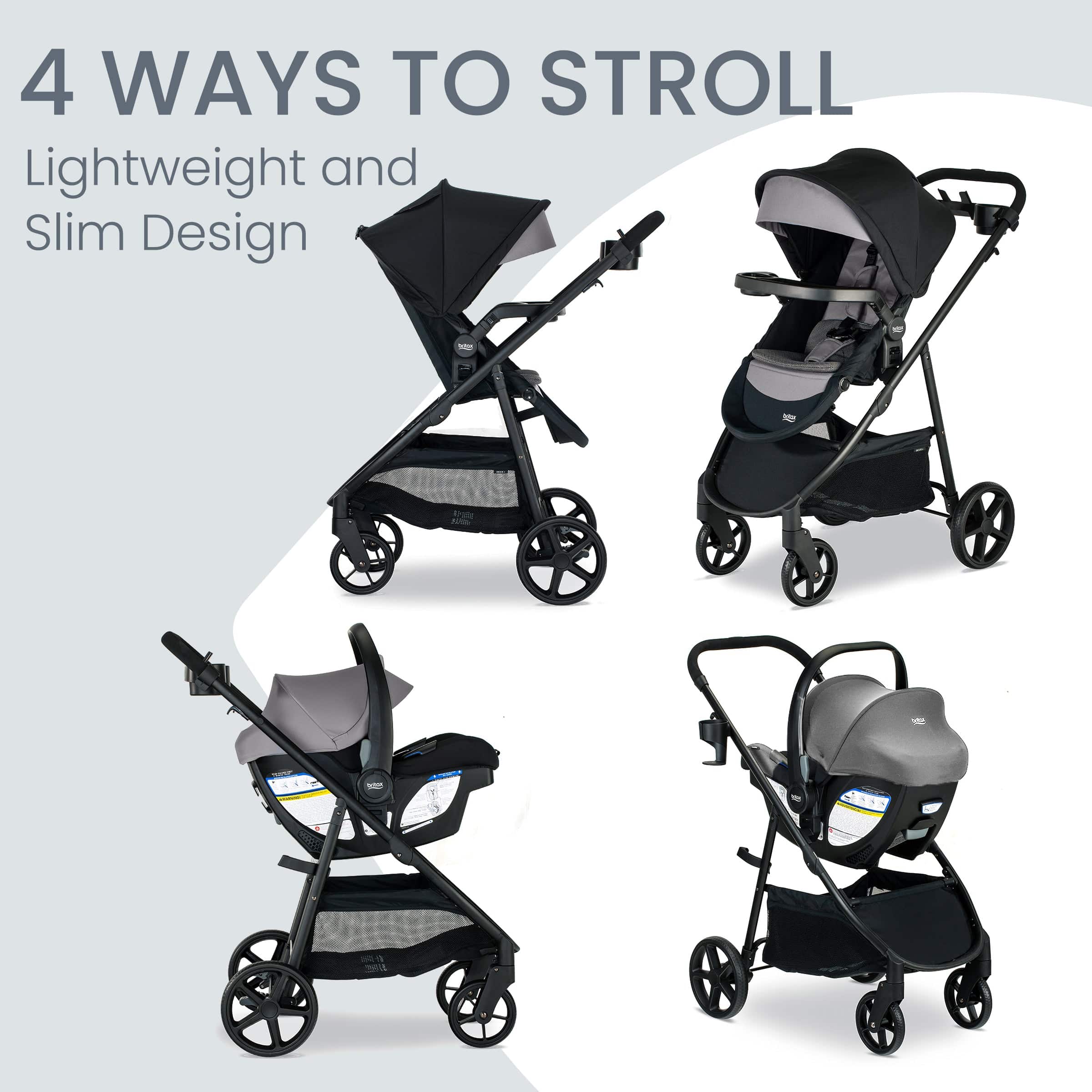 Britax Willow Brook S+ Travel System - Lightweight Stroller & Infant Car Seat Combo for Safe & Comfortable Baby Travel - Perfect for Shopping, Walks & Family Outings