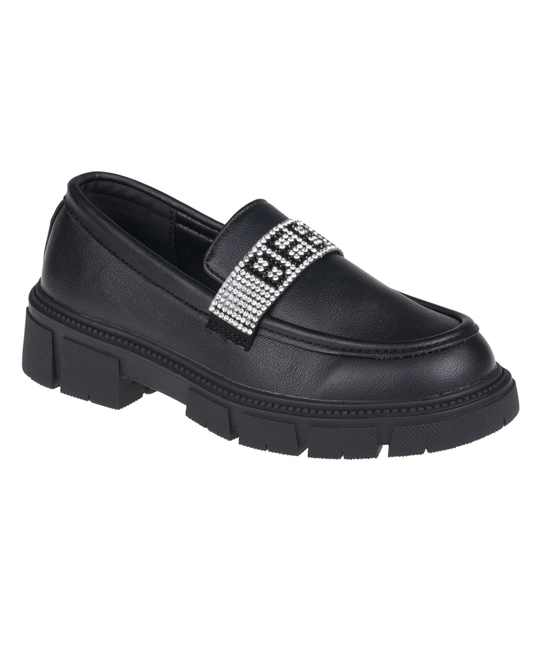Bebe Girl's Mary Jane Loafers - Patent Leather Platform School Shoes for Girls (Black) | Comfortable Casual Uniform Shoes for Little & Big Kids | Perfect for School, Parties & Everyday Wear