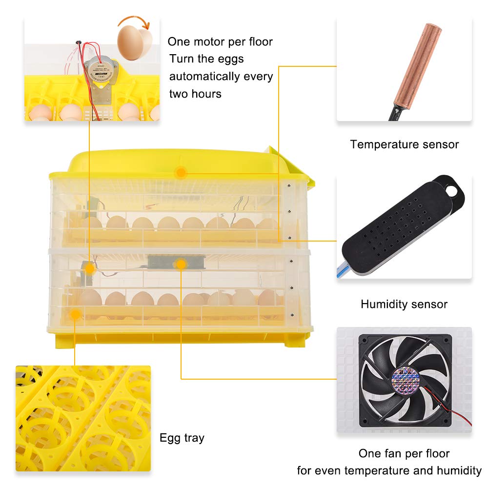 Ochine Automatic Egg Incubator - Digital Poultry Hatcher with LED Candler, Temperature Control & Auto Turner - Perfect for Chicken, Duck & Quail Egg Hatching at Home or Farm