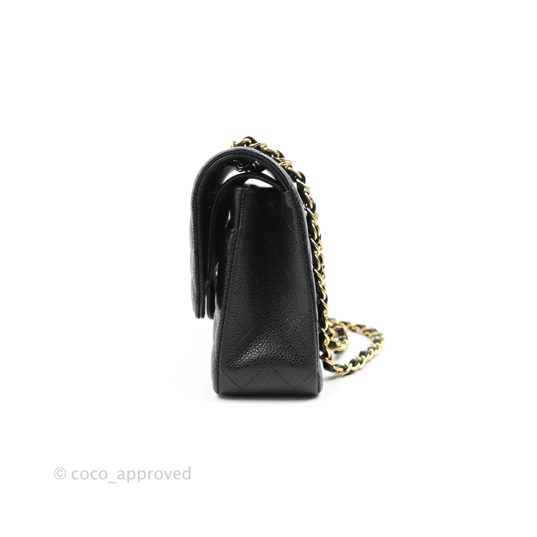Chanel Classic Medium Double Flap Bag in Black Caviar Leather with Gold Hardware - Luxury Designer Handbag for Women, Perfect for Work, Evening Events & Everyday Use