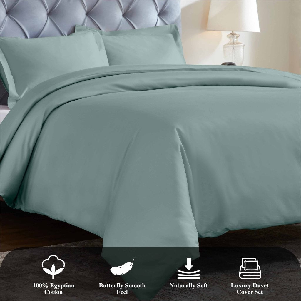Luxury 1200 Thread Count Egyptian Cotton Duvet Cover Set - King Size, Soft Breathable Bedding for Hotel & Home Use