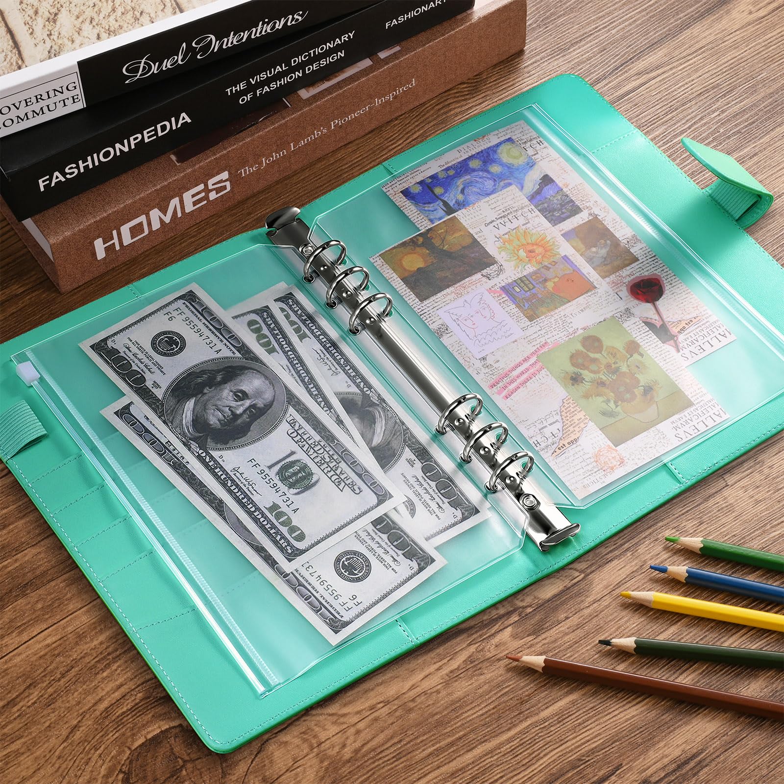 24PCS A5 Binder Pockets with Zipper - 6 Holes Clear Plastic Cash Envelopes for Budgeting, Money Organizer & Planner - Perfect for Home Finance, Office Organization, and School Supplies