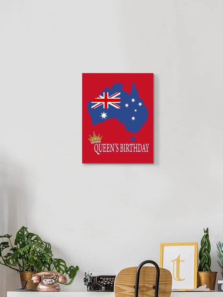 Queen Birthday Country Over Red Wrapped Canvas Wall Art - Perfect for Home Decor, Living Room, Bedroom & Office